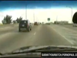 Amateur bj in a car on freeway