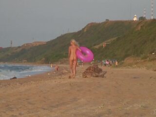 College girl Agnes Walks Around The Beach Full Nude (With An Audience)