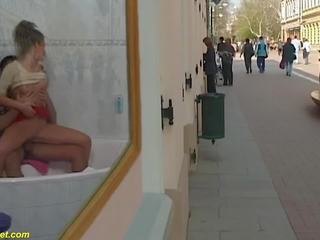 Rough anal at public shopping street