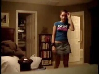 Spycam Records teenager In Jeans Skirt Stripping