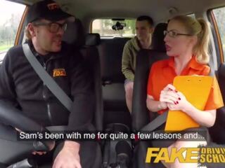 Fake Driving School Exam failure launches to incredible sedusive blonde car fuck