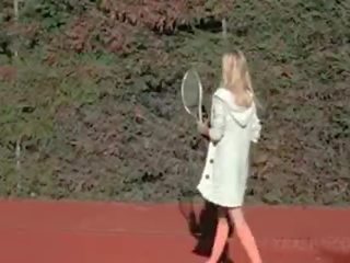 Dirty divinity prostitute Sasha teasing pussy with tennis racket