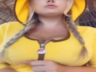 Lactating Blonde Braids Pigtails Pikachu Sucks & Spits Milk On Huge Boobs Bouncing On Dildo Snapchat X rated movie shows